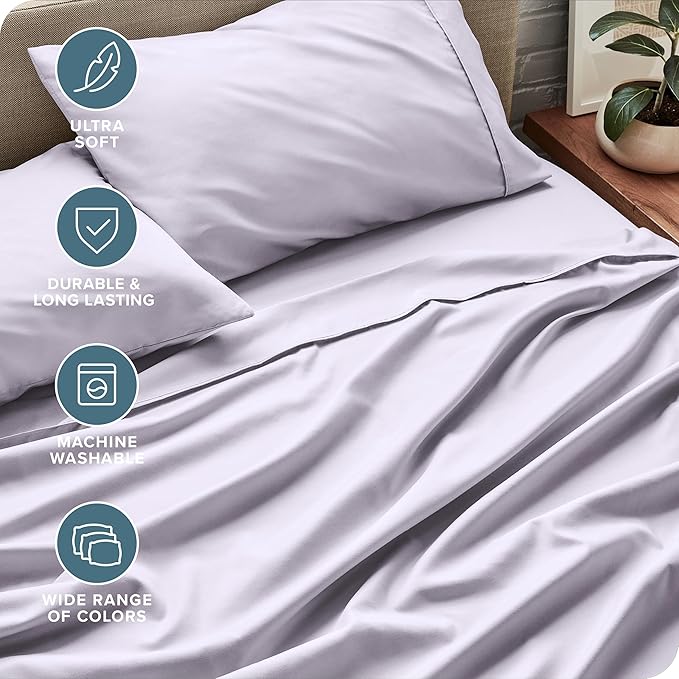 Bare Home California King Sheet Set - 1800 Ultra-Soft Microfiber Cal King Bed Sheets - Double Brushed - Deep Pockets - Easy Fit - 4 Piece Set - Bed Sheets (Cal King, Light Lavender)