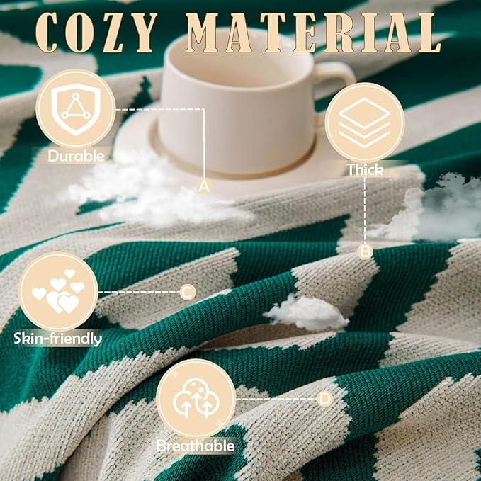 HANDONTIME Couch Cover Boho Sofa Covers Washable Forest Green Dog Covers for Couches Reversible Couch Blanket Cover Geometric Armchair Covers Dark Green, 59" X71"