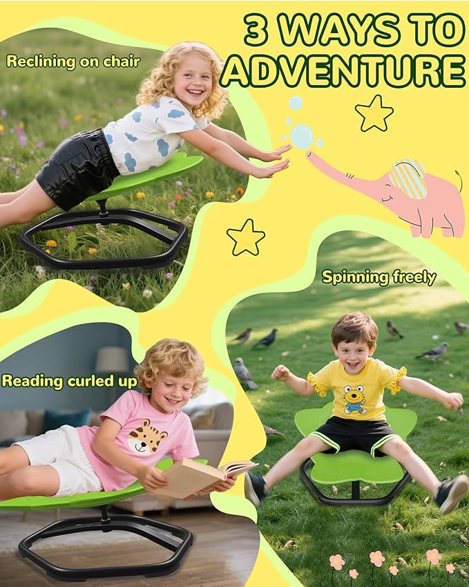 21" L × 19" W Spinning Chair for Autistic Kids, Sensory Toys for Kids with Autism, Sit and Spin, Toddlers & ADHD Children, Sensory Products Swivel Chair, Light Green