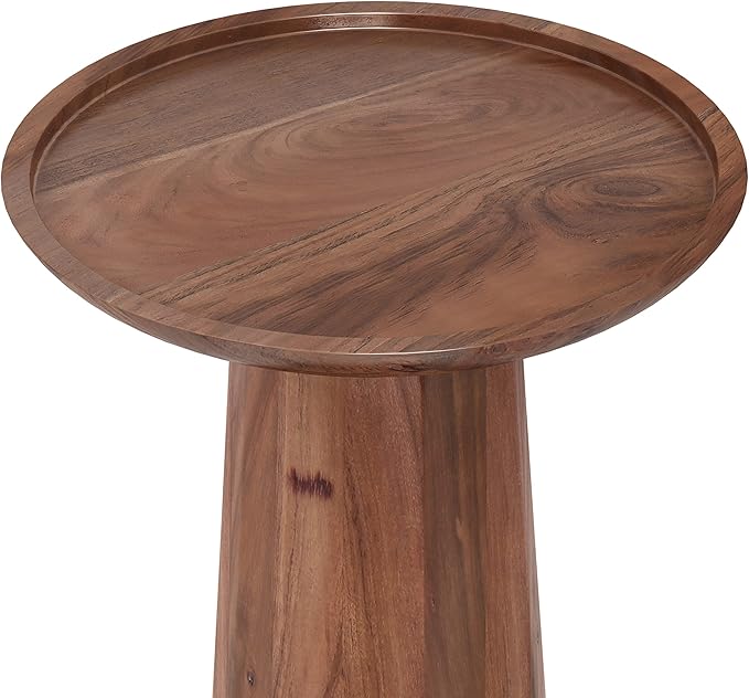SIMPLIHOME Dayton SOLID ACACIA WOOD 13 inch Wide Round Contemporary Wooden Accent Table in Light Cognac, Fully Assembled for the Living Room and Bedroom