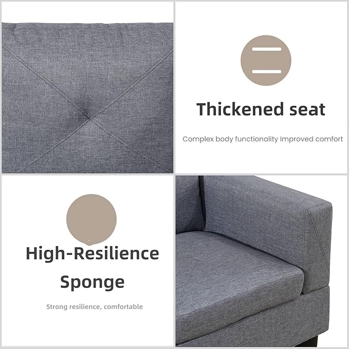 L Shaped Sectional Couch Sofa, Modern Couches for Living Room, Comfy 4 Seat Modular Sectional Sofa with Ottoman Storage for Bedroom Apartment, Gray