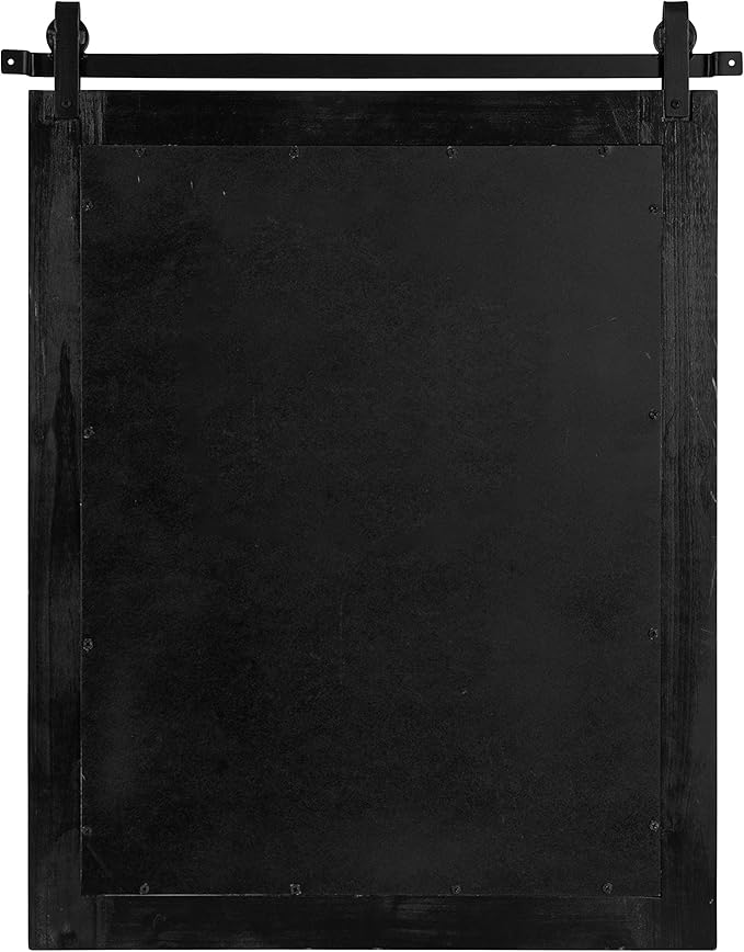 Kate and Laurel Cates Refined Decorative Framed Wall Mirror; 24 x 30; Walnut Brown; Farmhouse Barn Door-Inspired Wall Decor with Substantial Frame and Modern Charm