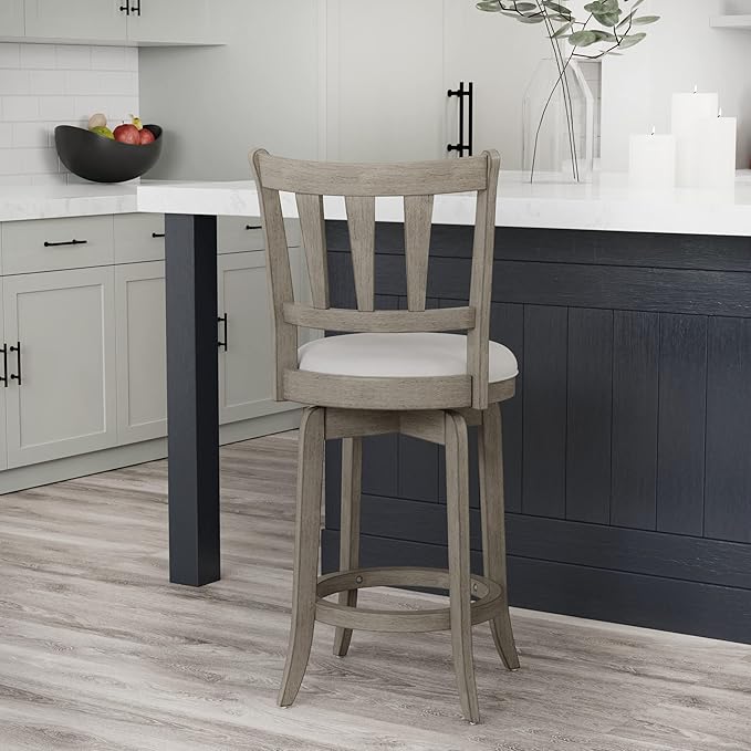 Hillsdale Presque Isle 26" Wood Swivel Counter Height Stool, Aged Gray