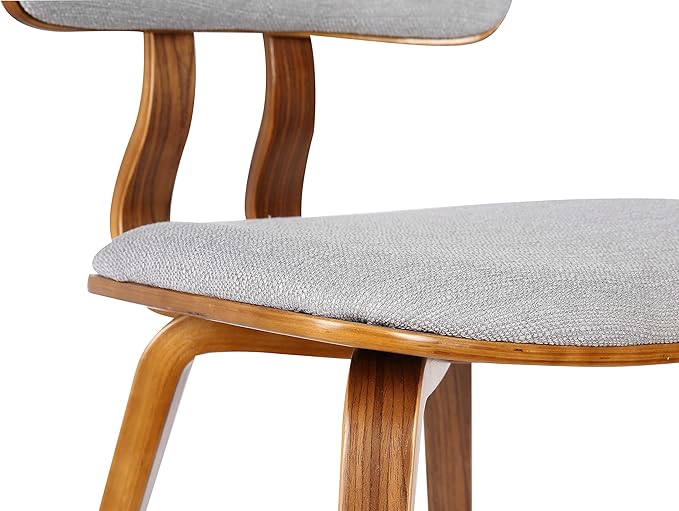 Armen Living Jaguar Mid-Century Dining Chair in Walnut Wood and Gray Fabric - Set of 2