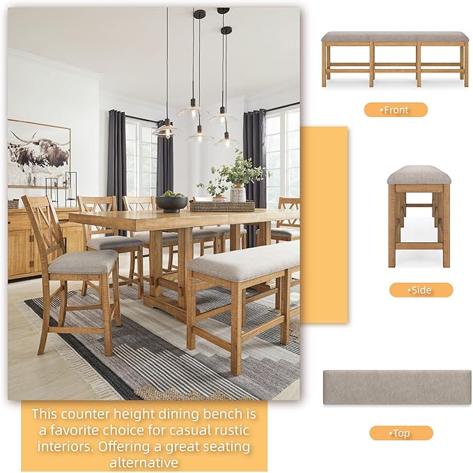 Signature Design by Ashley Havonplane 72" Counter Height Dining Bench, Brown