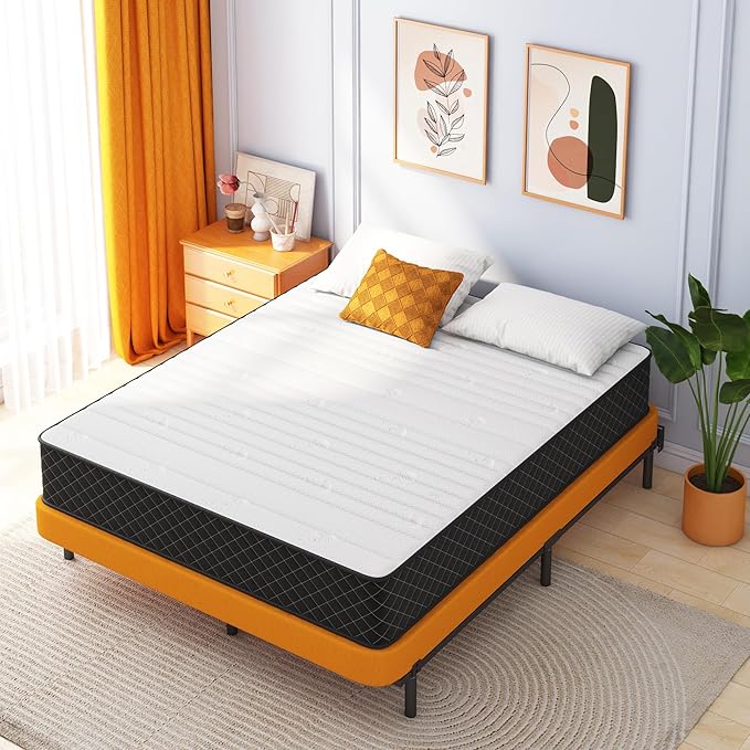 Mattress Queen Size, 10 Inch Firm Queen Mattress Size with Hybrid Queen Bed Mattress in a Box, Pressure Relief & Supportive