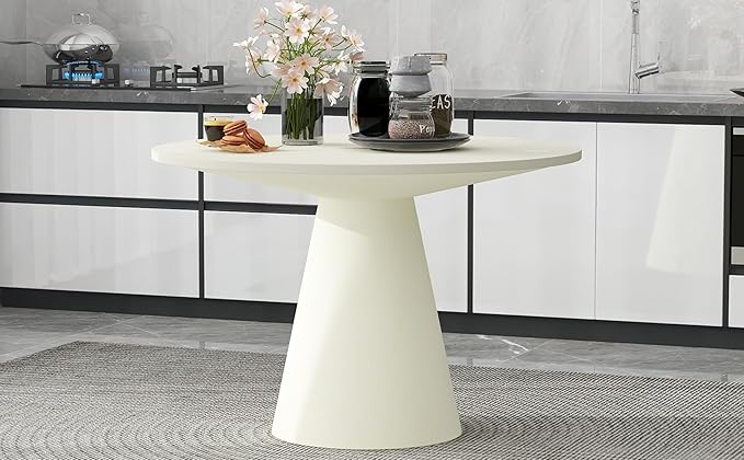 ERYE Contemporary Wooden Round Dining Table, More Decorative Rubber Wood Diningtable for Living Space