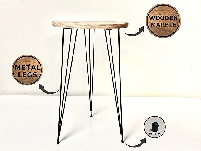 PAK HOME - Set of 2 Pine Wood Grey End Table – Round Wood Sofa Side Coffee Tables for Small Spaces, Nightstand Bedside Table for Bedroom, Living Room, Home Office, Balcony