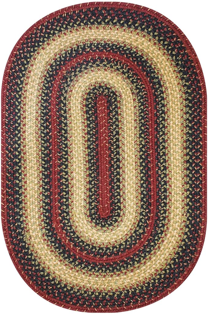 Highland Multi Color Jute Braided Oval Rug, 4x6' - Warm Country and Lodge Decor, Perfect for Bedrooms, Kitchens and Large Entryways - Pet Friendly, Reversible and Easy to Clean