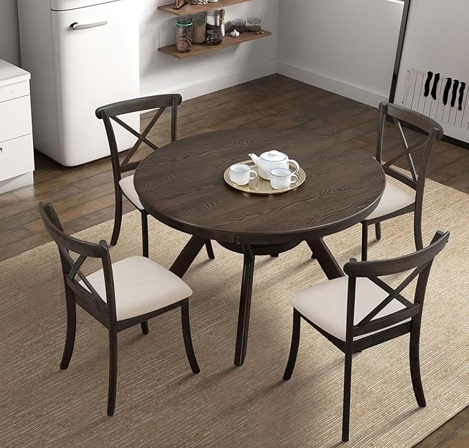 Wooden Dining Chairs Set of 2, Kitchen Chairs Upholstered Dining Chair, Farmhouse Dining Chairs for Dining Table, Max Load 300 Lbs,Brown