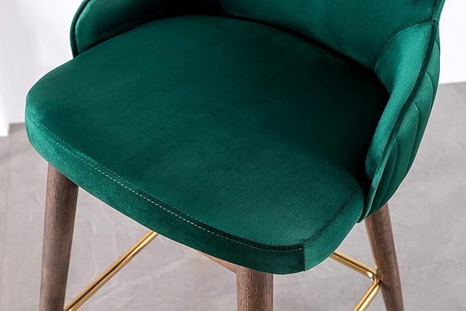 Roundhill Furniture Leland Fabric Upholstered Counter Height Wingback Stools, Set of 2, Green