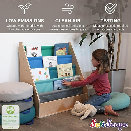 Factory Direct Partners 13745-140 Birch SoftScape Sling Book Display, 4-Shelf Vinyl Storage for Kid"s Books and Magazines - Contemporary