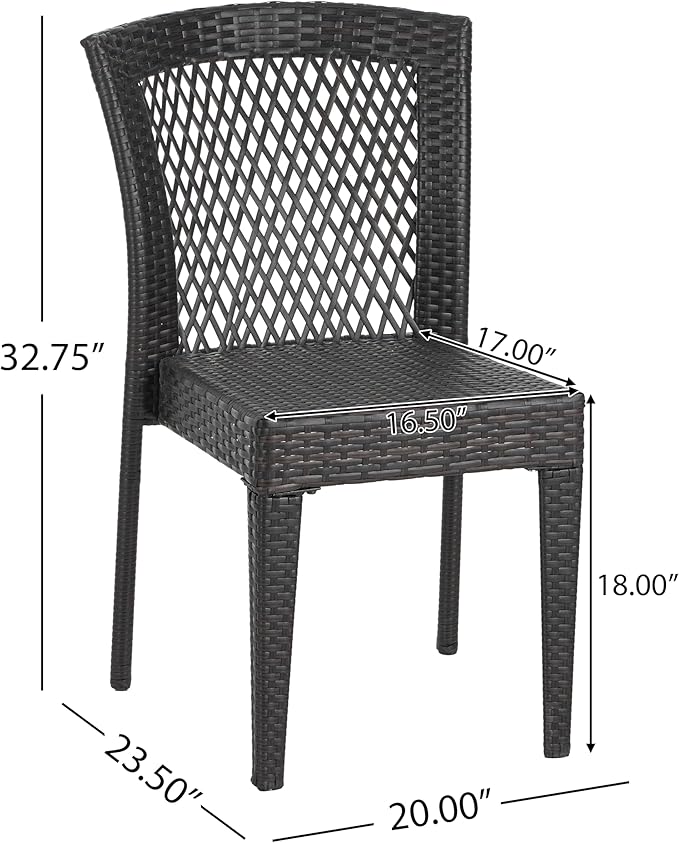 Merax Outdoor Dining Chairs Set of 2,Stackable Chairs with UV-Resistant PE Rattan and Steel Frame for Patio,Garden,Balcony,Supports 400lbs,Brown Multi