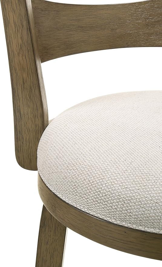Armen Living Blair 30 in. Putty Brown Bar Height Rubberwood Swivel Barstool with Cream Fabric Seat