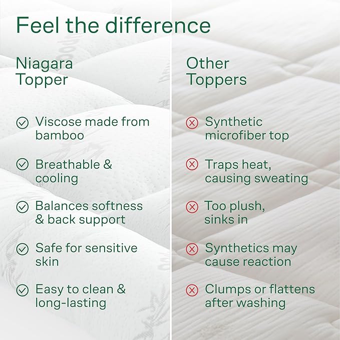 Ultra Soft King Size Mattress Topper - Viscose Made from Bamboo Pillow Top Mattress Pad for Back Pain Relief - Naturally Cooling for Hot Sleepers, White