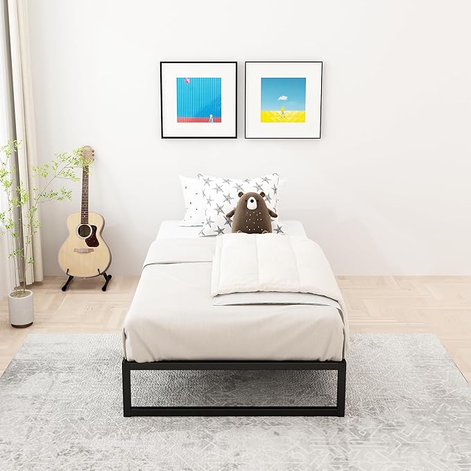 9 Inch Twin Bed Frames Heavy Duty Metal Twin Platform Bed Frame No Box Spring Needed, Noise Free, Easy Assembly, Black