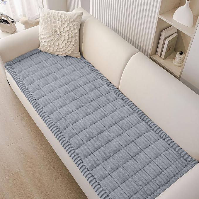 Smiry Couch Cover for Dogs Washable, Non Slip Fuzzy Pet Couch Covers for 3 Cushion Sofa Pet Friendly, Thick Soft Sofa Slipcovers Cushion Protector (Grey, 27.6" x 82.7")