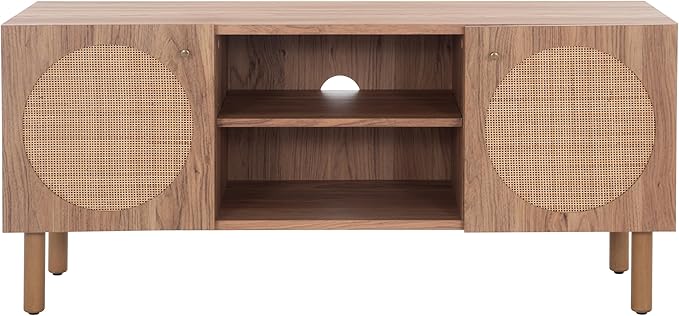 SAFAVIEH Home Collection Ophelia Oak Brown 2-Door 2-Shelf Entertainment Media Stand (Fits up to a 50" Flatscreen TV)