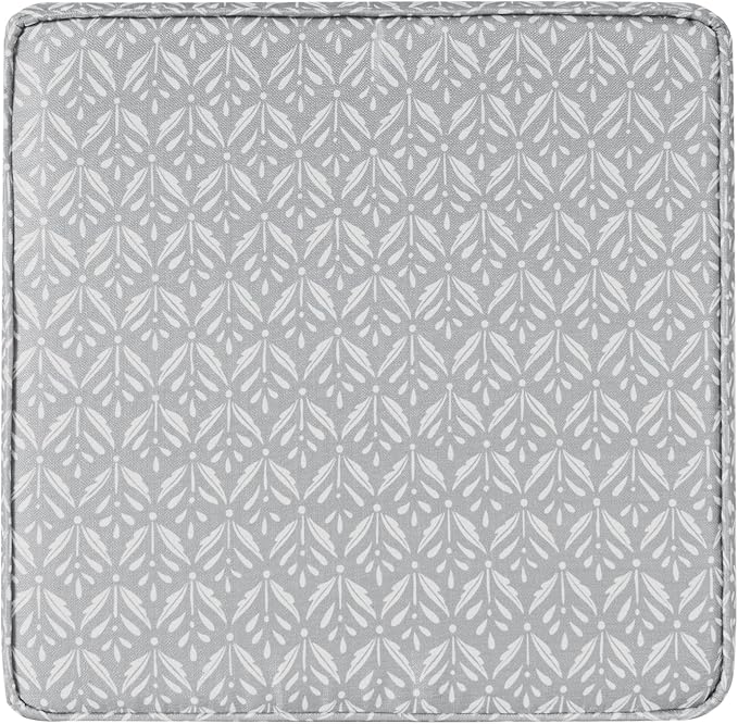 HomePop Home Decor | K7342-A873 | Classic Square Storage Ottoman with Lift Off Lid | Ottoman with Storage for Living Room & Bedroom, Light Grey Print, Large
