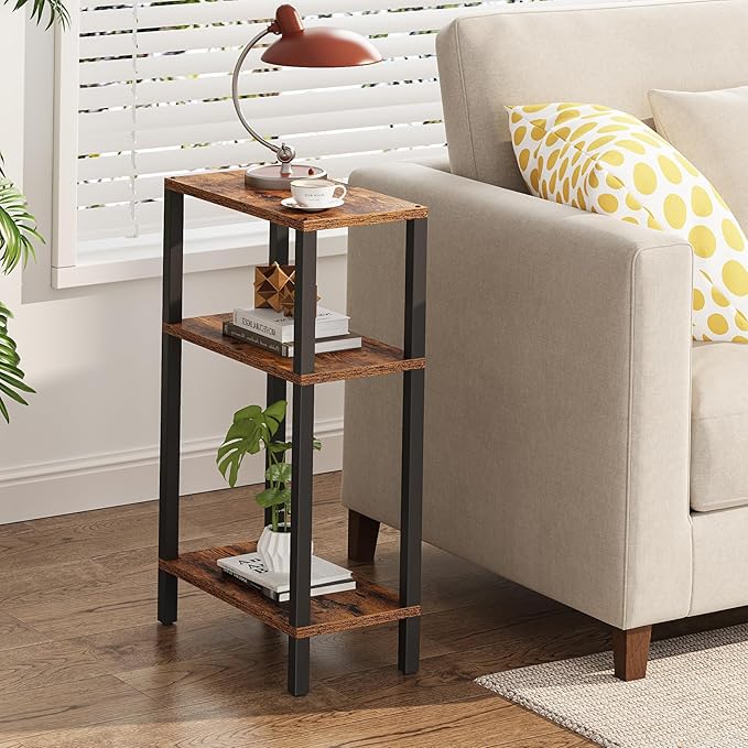 TUTOTAK Small Side Table, Narrow End Table, Skinny Sofa Table, Slim Nightstand, Couch Table, Living Room, Bed Room, Brown TB01BB0772