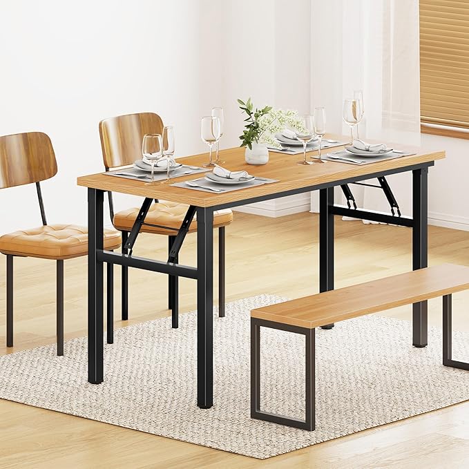 Folding Desk, 47 inch No Assembly Folding Desks for Small Spaces, Sturdy Foldable Computer Desk, Functional Home Office Desks, Study Writing Desk Office Table Workstation for Home Office Outdoor