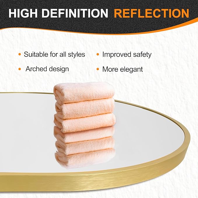 Bathroom Mirror for Wall, 30''x20'', Gold Oval Mirror for Bedroom Entryway Bathroom, Metal Framed Vanity Mirror(30''x20'',Gold)