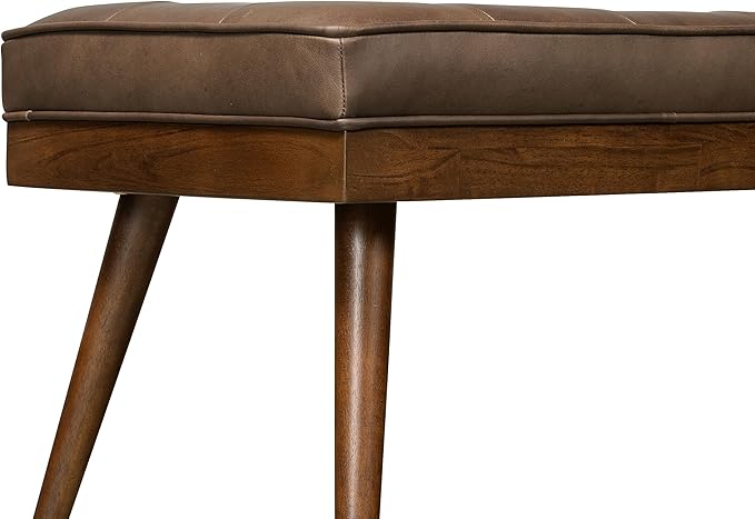 POLY & BARK Napa Luca Leather Bench in Cocoa Brown