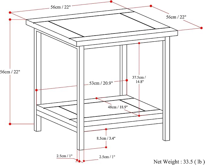 SIMPLIHOME Skyler SOLID MANGO WOOD and Metal 22 inch Wide Square Industrial End Table in Natural for the Living Room and Bedroom