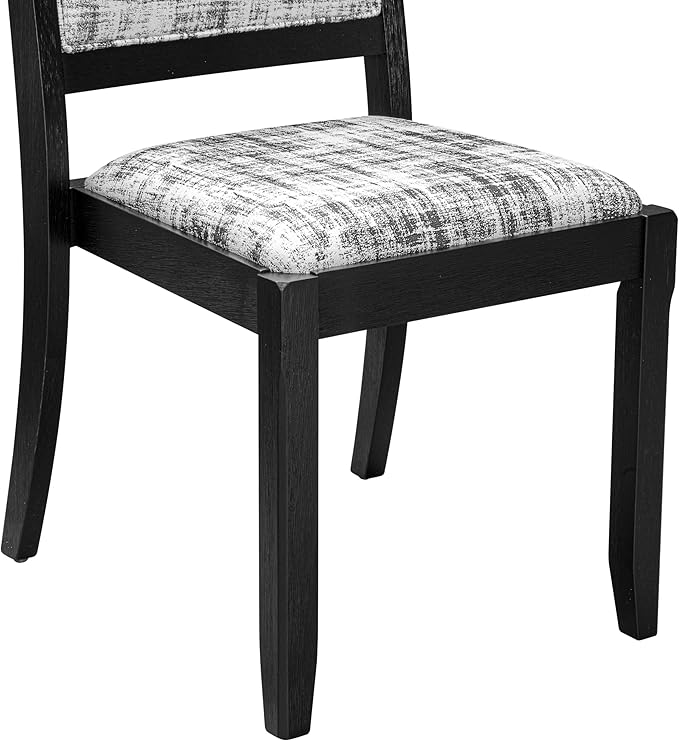East West Furniture LGX25-BLK-30 -5 Piece Dining Set Includes a Rectangular Kitchen Table with Black Tabletop and 4 Stackable Polyester Fabric Chairs, Black