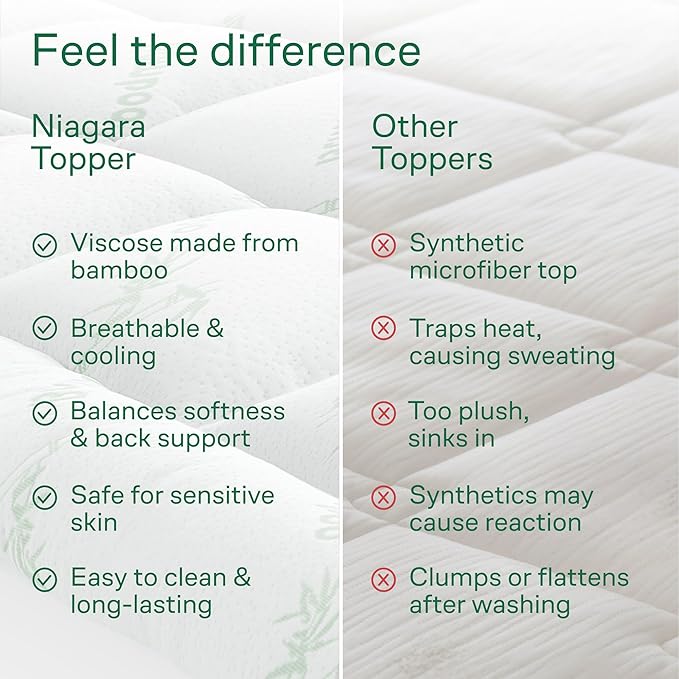 Ultra Soft Twin Size Mattress Topper - Viscose Made from Bamboo Pillow Top Mattress Pad for Back Pain Relief - Naturally Cooling for Hot Sleepers, Green