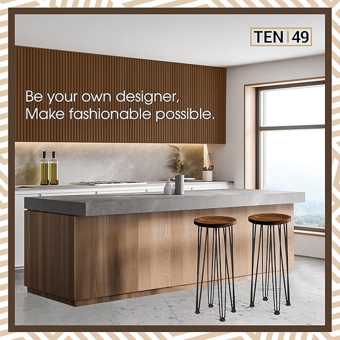 TEN49 Heavy Duty Hairpin Table Legs - 34 Inch Industrial Black Furniture Legs - 1/2" Extra Thickness 3 Solid Rods Metal Table Legs - Fit for Mid-Century Modern Console Desk, Entryway Table Legs