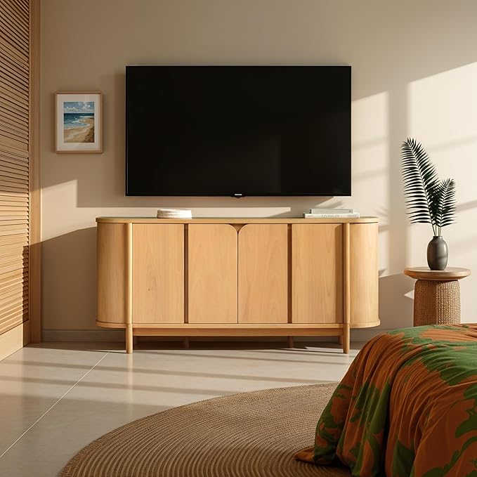 Walker Edison Ezra 70" Curved Sideboard Cabinet - Natural
