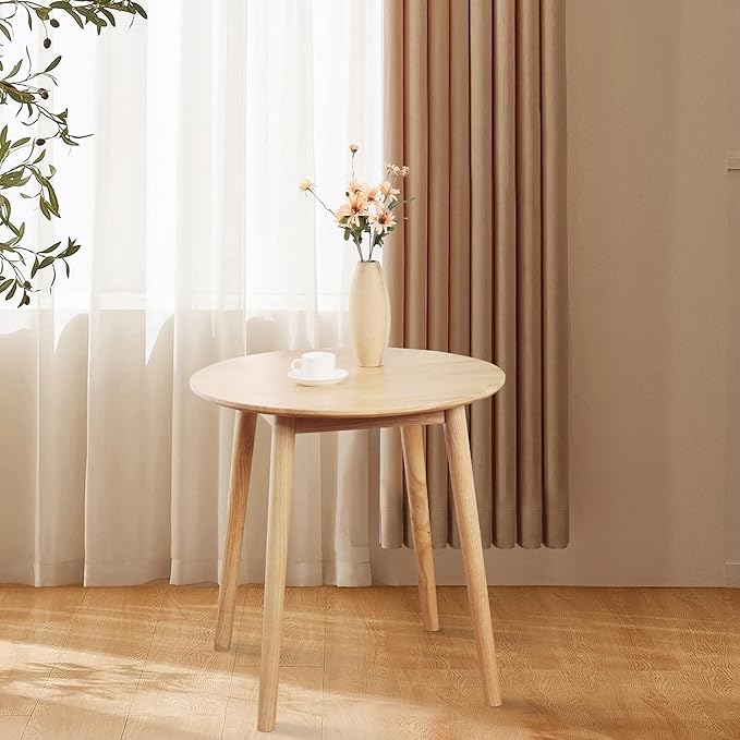 28.3" Small Round Dining Table for 2,Wooden Space-Saving Kitchen Dinner Table Rustic Wood Dining Table Mid Century Modern Kitchen Table