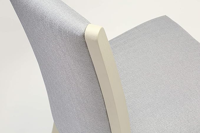 East West Furniture VEP0T05 Verona Parson Chairs - Nailhead Trim Grey Linen Fabric Padded Dining Chairs, Set of 2, Wirebrushed Linen White