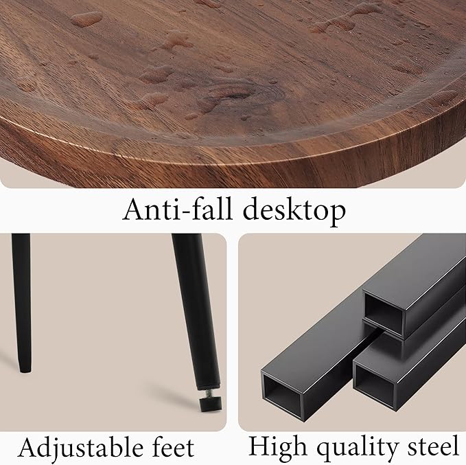 Side Table Small End Table, Oval & Round Wood Sofa Table, 2-Tier Accent Table Nightstand Bedside Table with Metal Frame for Living Room, Bedroom, Small Spaces (Rustic Brown)