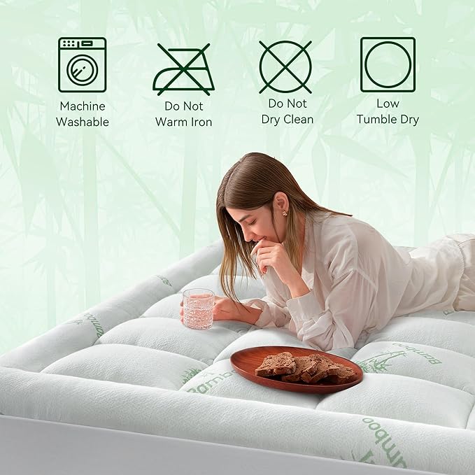 Anluoer Memory Foam Mattress Topper California King for Back Pain, Rayon Derived from Bamboo Pillow Top Mattress Topper for Hot Sleepers,Thick Mattress Pad with 8-21" Deep Pocket, 72x84 Inches, White
