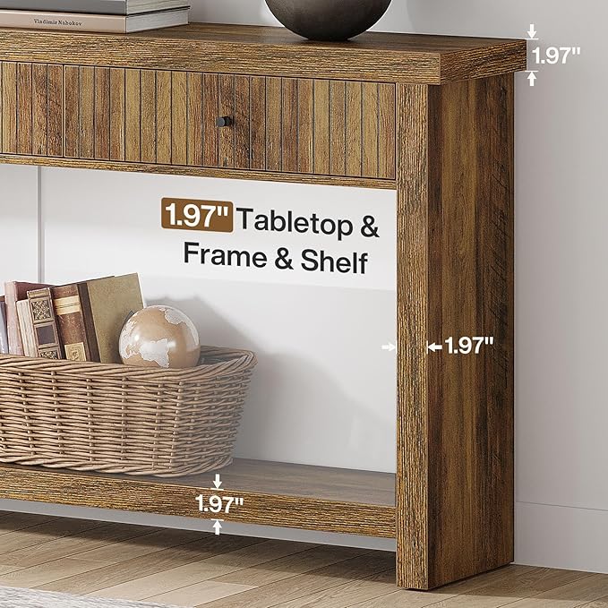 Tribesigns 70.9 inch Console Table with 3 Drawers, Extra Long Entryway Table, Wood Sofa Table Oak Furniture with Open Storage Shelves Wooden Couch Table Foyer Tables for Living Room Hallway Entrance