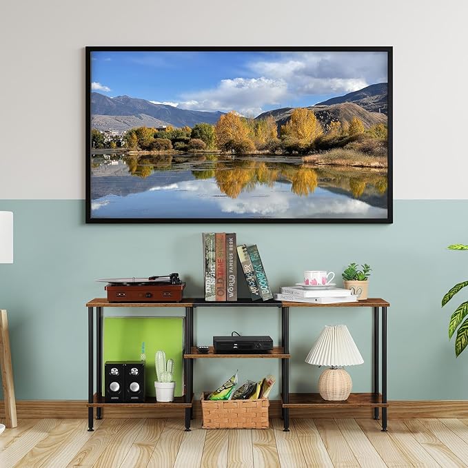 TV Stand for Bedroom 50 Inch TV Stand with Power Outlet 3 Tier Entertainment Center with Storage TV Console Table for 50 43 40 32 Inch TV, Rustic Brown