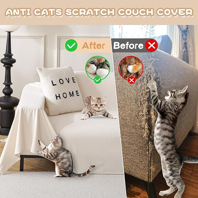 MYSKY HOME White Couch Covers for 3 Cushion Couch Sofa, Pet Friendly Dog Couch Cover Furniture Protector Cover Non Slip Soft Couch Sofa Cover, Sofa Covers Washable, 91" x 134"