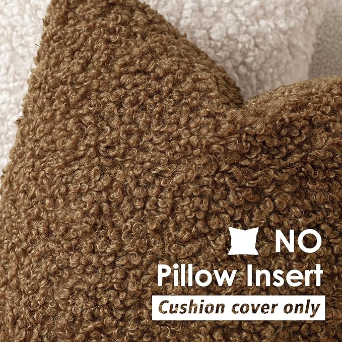 Foindtower 2 Pieces 24x24 Inch Dark Bronze, Faux Fur Throw Pillow Cover Accent Sherpa Furry Pillow Covers Fuzzy Soft Pillowcases Cozy Sheepskin Decorative Fleece Cushion Case for Bed Couch Living Room