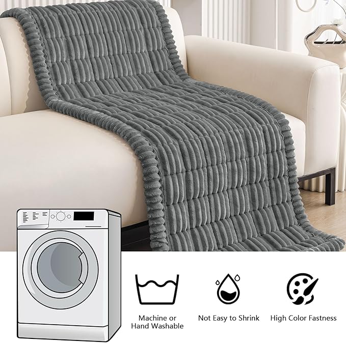 Smiry Couch Cover for Dogs Washable, Non Slip Fuzzy Pet Couch Covers for 3 Cushion Sofa Pet Friendly, Thick Soft Sofa Slipcovers Cushion Protector (Dark Grey, 27.6" x 82.7")