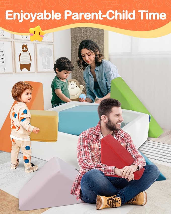 Kids Play Sofa, Tangram Square Puzzles Couch Furniture, Modular Kids Play Couchs Furniture, Puzzle Solving Couch Building Fort for Playroom Bedroom Boys Girls Teens, Rainbow
