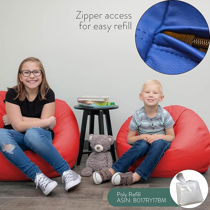 Children's Factory - CF610-003 26" Kids Bean Bag Chairs, Flexible Seating Classroom Furniture, Beanbag Ideal for Boy/Girl Toddler Daycare or Playroom, Red