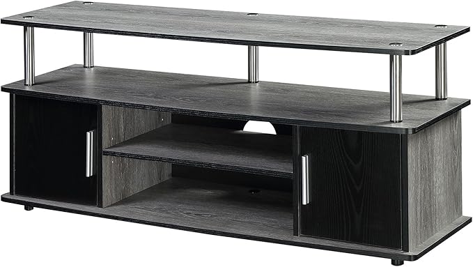 Convenience Concepts Designs2Go Monterey Stand Family Entertainment Center with Storage Cabinets and Shelves, Modern TV Console for Living Room, Office, 47.25", Gray, Black