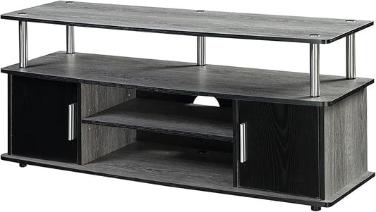 Convenience Concepts Designs2Go Monterey Stand Family Entertainment Center with Storage Cabinets and Shelves, Modern TV Console for Living Room, Office, 47.25", Gray, Black