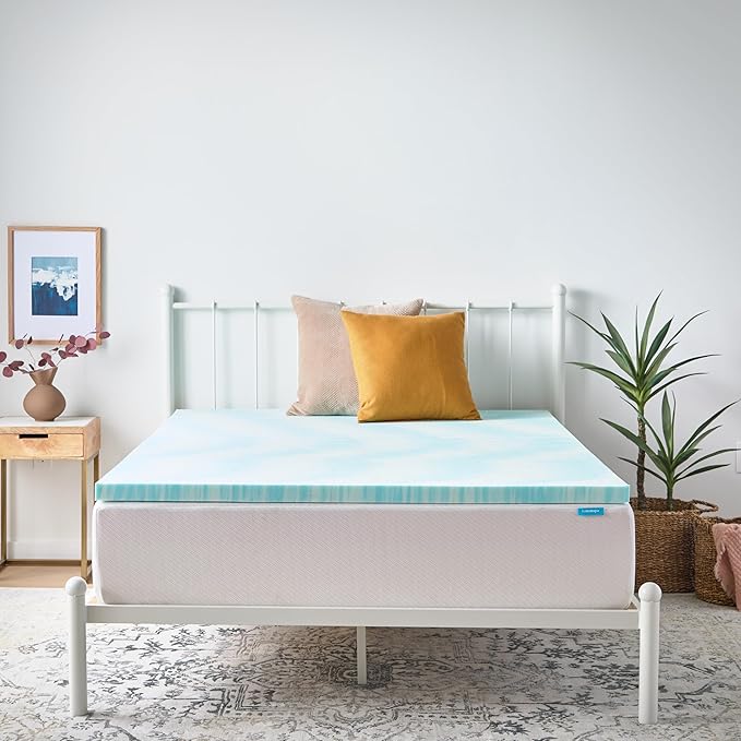 Linenspa 2 Inch Gel Swirl Memory Foam Mattress Topper – Cooling Gel Infused – Pressure Relieving Bed Topper - Mattress Pad – CertiPUR Certified - Twin XL Size