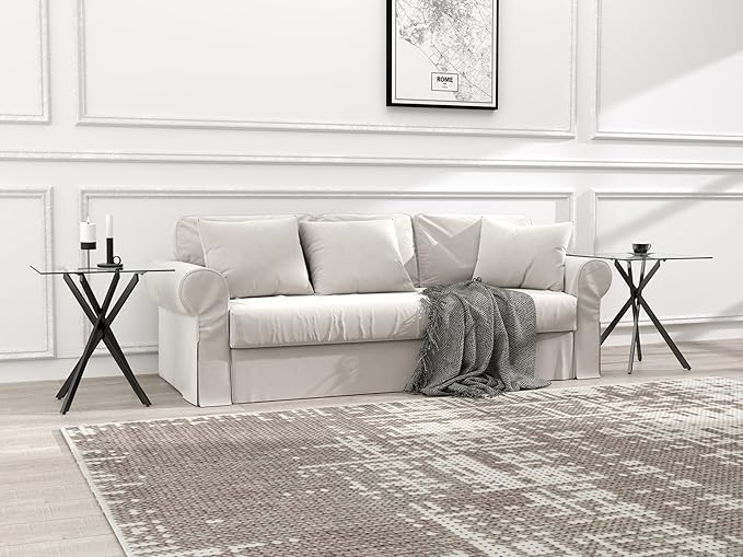Small Side Coffee Table Set of 2 with Metal Legs, Tempered Glass Square Modern End Table for Living Room Sofa Home Office (2 Pieces, Black, 20"×20"×22")