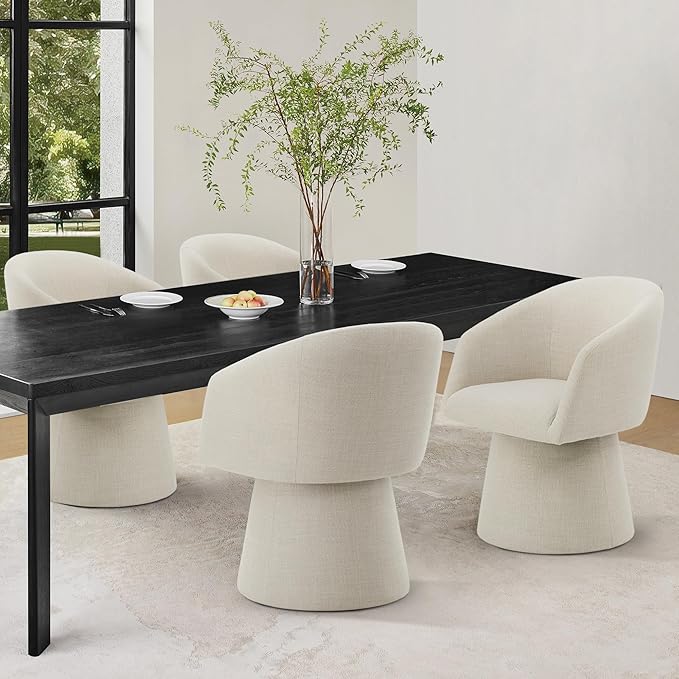Swivel Dining Chairs Modern Accent Armchair Side Deskchair for Diningroom Vanity Bedroom Livingroom Reading Room,Linen,4 Box