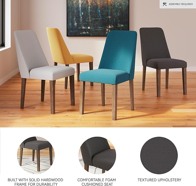 Signature Design by Ashley Lyncott Contemporary Dining Room Upholstered Side Chair with Foam Cushion, Set of 2, Dark Gray & Brown