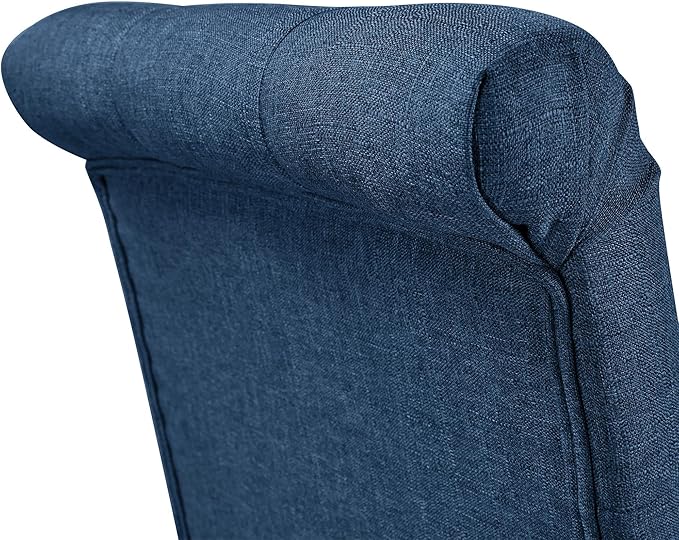 Yaheetech Dining Chairs Set of 4 Fabric Upholstered Dining Room Chairs with Button Tufted High Back and Solid Wood Legs for Kitchen/Living Room/Restaurant, Modern Style, Blue